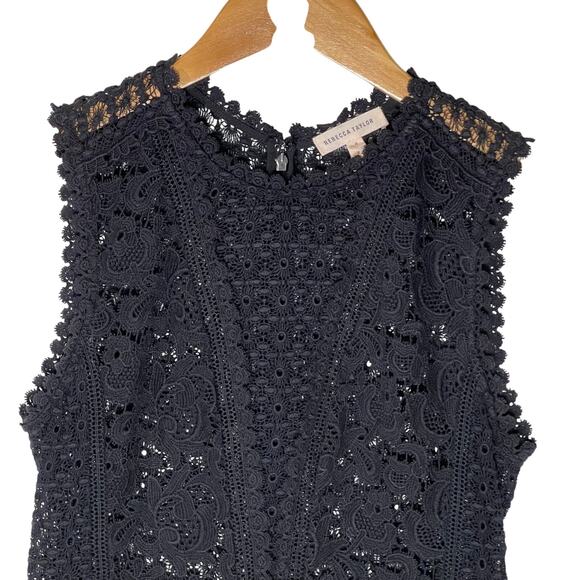 REBECCA TAYLOR Women’s Black Lace Sleeveless Peplum Top size 4 - Picture 5 of 8
